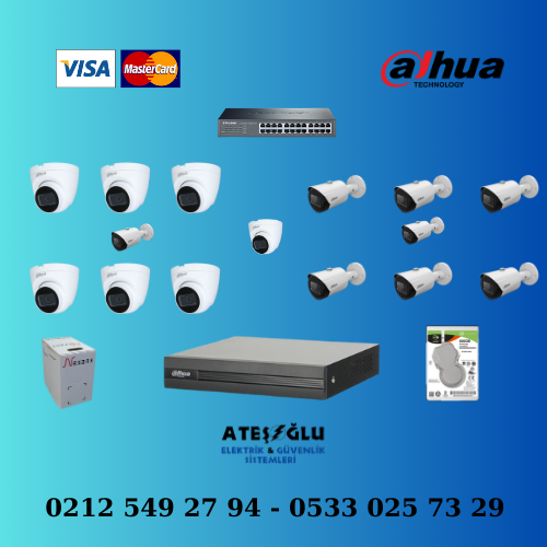 Dahua 2 Mp 15 Kameralı Ip Set