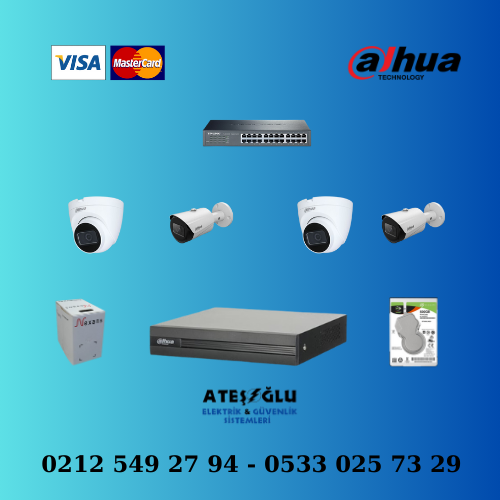 Dahua 2 Mp 4 Kameralı Ip Set