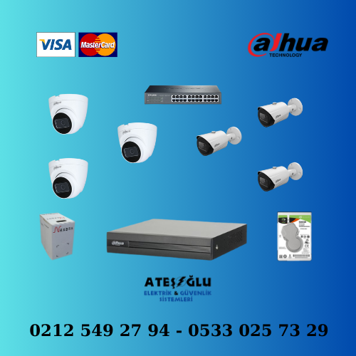 Dahua 2 Mp 6 Kameralı Ip Set