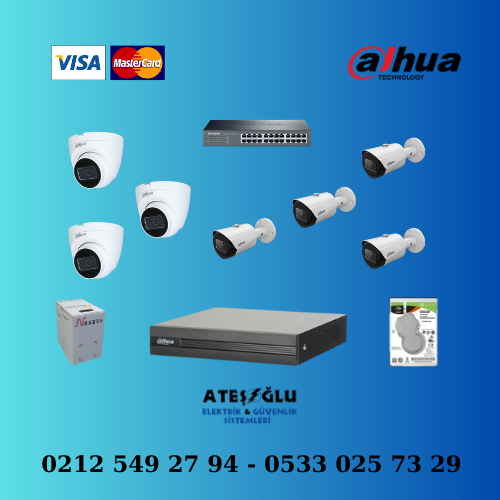 Dahua 2 Mp 7 Kameralı Ip Set