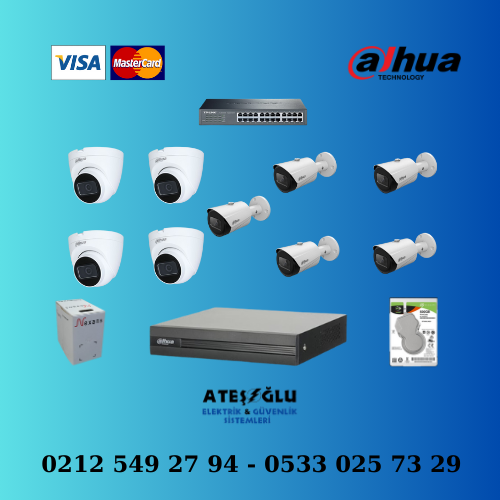Dahua 2 Mp 9 Kameralı Ip Set