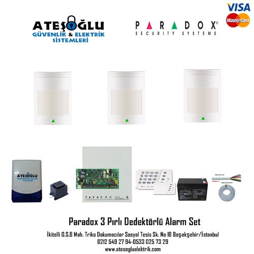 Paradox 3 Pırlı Kablolu Alarm Set
