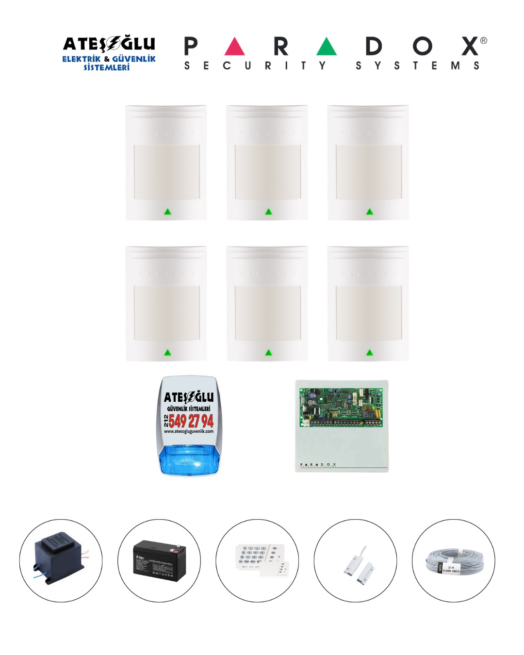 Paradox 6 Dedektörlü Set MONTAJ DAHİL